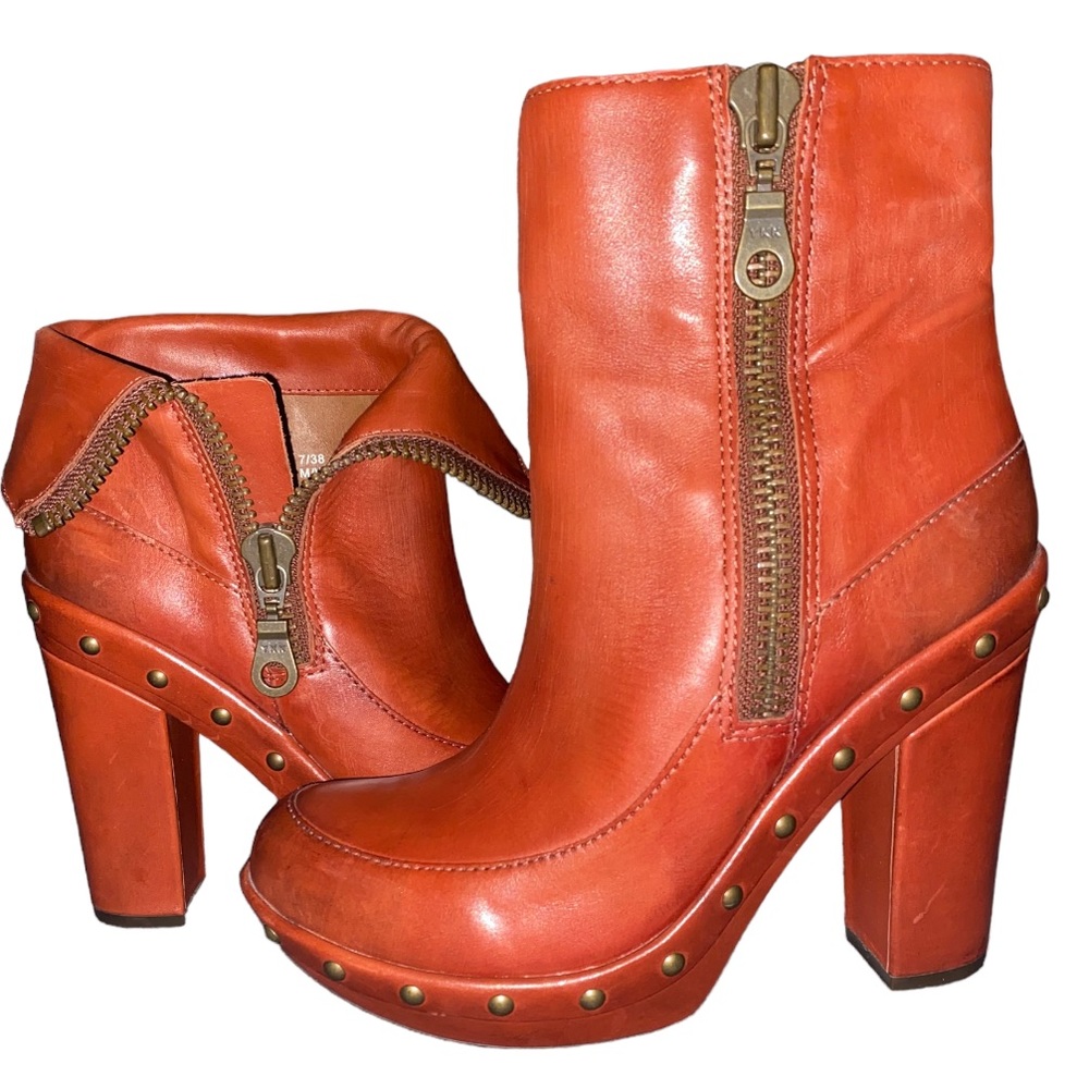 Kork-Ease Ryanne Rust Platform Heeled Ankle Boot Size 7